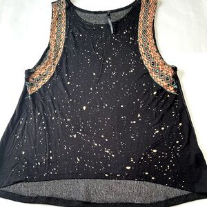 The Classic Women’s Embellished Studded Tribal Trim Black Tank Top